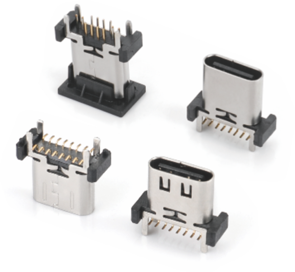 USB Type C 16PIN H=8.8-9.3-10-10.5-12.4-13.1-13.7115mm立式贴板型母座-HXXJ33-HXX18Series