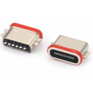 USB Type C 6PIN L=6.7mm沉板0.8mm防水型母座-0827R