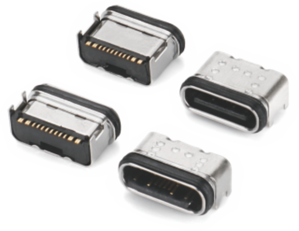 USB Type C 16PIN L=5.4-6.6mm金属壳板上防水型母座-A01545(TID&IEC62680-1-3双认证)