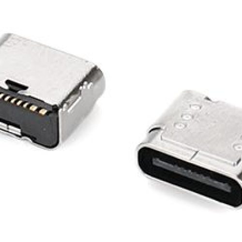 TYPE C 16PIN SMT 双层外壳四脚插板母座