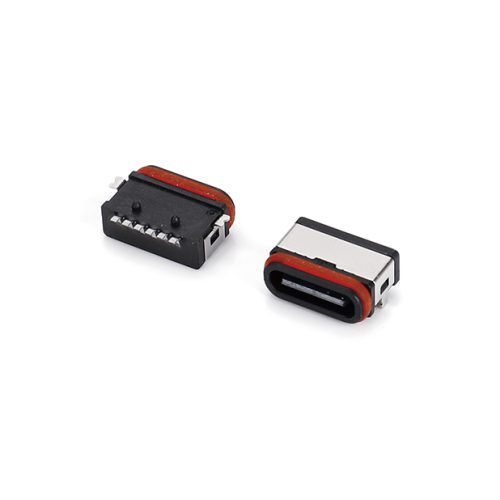 TYPE C 6PIN 防水 SMT 半包型母座(两脚插)